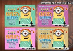 Girl Minion Birthday Party Invitations Personalized Girl Minion Despicable Me Printable Birthday
