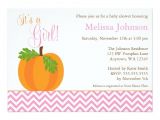 Girl Pumpkin Baby Shower Invitations Chevron Pumpkin Fall Girl Baby Shower Invitation