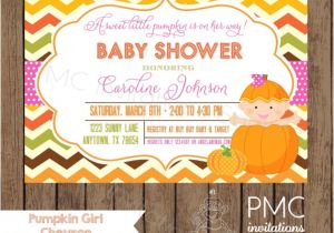 Girl Pumpkin Baby Shower Invitations Custom Printed Girl Pumpkin Baby Shower Invitations 1 00