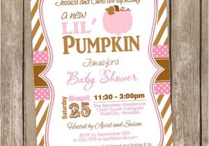 Girl Pumpkin Baby Shower Invitations Fall Little Pumpkin Girl Baby Shower Invitation Brown