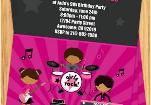 Girl Rockstar Party Invitations African American Girls Rock Star Birthday Party Invitation