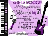Girl Rockstar Party Invitations Girl Rock Star Birthday Invitation Printable Party by