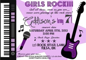 Girl Rockstar Party Invitations Girl Rock Star Birthday Invitation Printable Party by