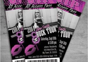 Girl Rockstar Party Invitations Girl Rock Star Birthday Party Concert Ticket Invitation On
