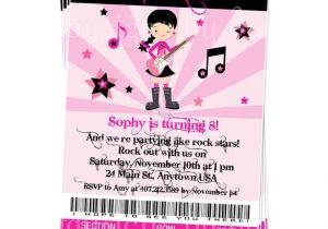 Girl Rockstar Party Invitations Printable Boy or Girl Rock Star Party Invitation