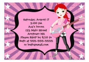 Girl Rockstar Party Invitations Red Hair Rock Star Girl Birthday Party Invitation 13 Cm X