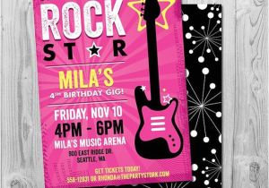 Girl Rockstar Party Invitations Rock Star Birthday Party Invitation Printable Girls Party