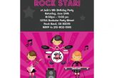 Girl Rockstar Party Invitations Rock Star Girls Birthday Party Invitation 5" X 7