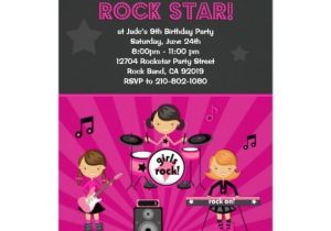 Girl Rockstar Party Invitations Rock Star Girls Birthday Party Invitation 5" X 7