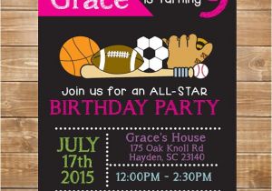 Girl softball Birthday Invitations Girls Printable Sports Birthday Invitation All Star Sports