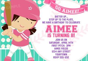 Girl softball Birthday Invitations softball Invitation for Girls Birthday Party by Pixelparade