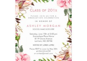 Girly Graduation Invitations Girly Floral Chic Class Of 2017 Graduation Party Card