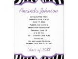 Girly Graduation Invitations Personalized Purple Zebra Party Invitations