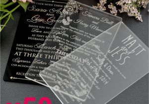 Glass Wedding Invitation Cards 50x Personalised Favours Acrylic Wedding Invitations 11b