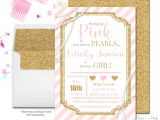 Glitter and Pearls Baby Shower Invitations Glitter and Pearls Baby Shower Invitation Pink and Gold