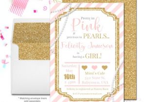 Glitter and Pearls Baby Shower Invitations Glitter and Pearls Baby Shower Invitation Pink and Gold