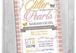 Glitter and Pearls Baby Shower Invitations Glitter and Pearls Invitation
