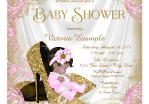 Glitter and Pearls Baby Shower Invitations Pink and Gold Glitter Shoe Pearl Baby Shower Invitation
