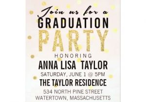 Glitter Graduation Party Invitations Gold Glitter Polka Dot Graduation Party Invitation Zazzle