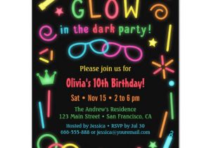 Glow In the Dark Party Invitation Template Free Faux Glow In the Dark Birthday Party Invitations Zazzle Com