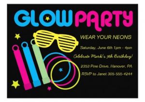 Glow In the Dark Party Invitations Free Glow In Dark Birthday Party Invitations 5 Quot X 7 Quot Invitation
