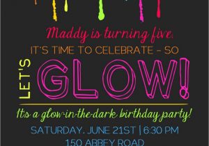 Glow In the Dark Party Invitations Free Printable Glow In the Dark theme Party Invitation