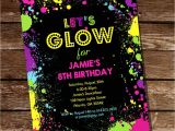 Glow Party Invites Let 39 S Glow Neon Party Invitation Tween Party Invitation
