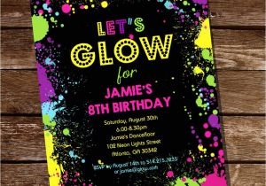 Glow Party Invites Let 39 S Glow Neon Party Invitation Tween Party Invitation