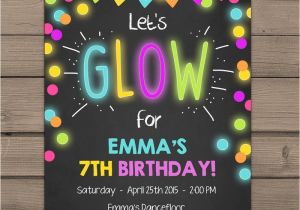 Glow Party Invites Neon Glow Party Invitation Glow Birthday Invitation Glow In