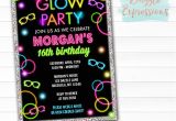 Glow Party Invites Printable Glow In the Dark Birthday Ticket Invitation