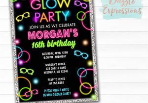 Glow Party Invites Printable Glow In the Dark Birthday Ticket Invitation