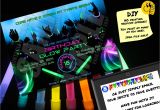 Glow Stick Party Invitations Birthday Glow Party Invitation Printable Invite Emailable