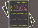 Glow Stick Party Invitations Glow In the Dark theme Birthday Party Invitation Custom