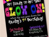 Glow Stick Party Invitations Neon Glow In the Dark Party Invitation by