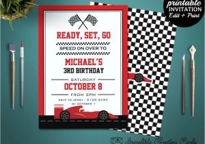 Go Kart Birthday Invitation Template Printable Race Car Boy Birthday Invitation Template Boy