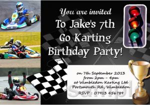 Go Karting Party Invitation Template Free Personalised Boys Go Kart Racing Invites Karting Party