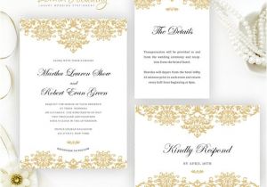 Gold Wedding Invitation Kits Gold Wedding Invitation Kits Classic Damask Wedding