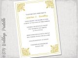 Gold Wedding Invitation Template Gold Wedding Invitation Template Classic Printable