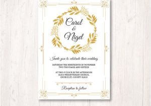 Gold Wedding Invitation Template Gold Wedding Invite Template Printable Wedding Invitation