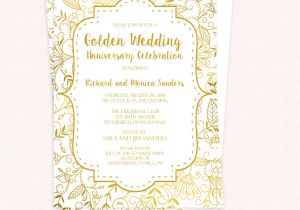 Golden Birthday Invitation Template Golden Wedding Anniversary Invitation Template Wedding