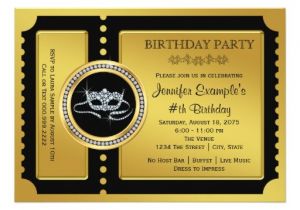 Golden Birthday Invitations Kids Masquerade Party Golden Ticket Birthday Party 5×7 Paper