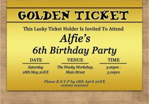 Golden Birthday Invitations Kids Personalised Golden Ticket Childrens Kids Birthday Party