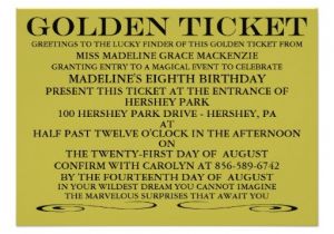 Golden Birthday Invitations Kids the Golden Ticket Birthday Invitation 4 5 Quot X 6 25