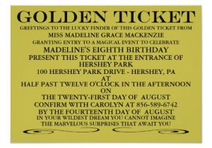 Golden Ticket Birthday Invitation Template the Golden Ticket Birthday Invitation Zazzle