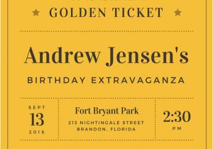 Golden Ticket Birthday Invitation Template Vintage Invitation Templates Canva