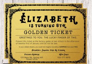Golden Ticket Birthday Invitation Template Willy Wonka Golden Ticket Birthday Invitation Golden Ticket