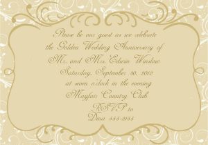 Golden Wedding Invitation Template Anniversary Invitations Golden Wedding Anniversary