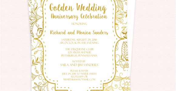 Golden Wedding Invitation Template Free Pdf Template Golden Wedding Anniversary Invitation