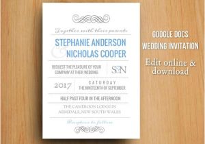 Google Docs Wedding Invitation Template Diy Google Docs Printable Modern Wedding Invitation by