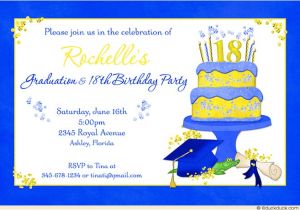 Graduation and 18th Birthday Party Invitations Blue 18th Birthday Graduation Party Invitation Bright